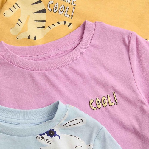 M&S Girls 3 Pack Pure Cotton Animal Pyjama Sets, 6-7 Years, Blue thumbnail 2