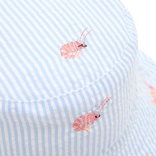 M&S Baby Coastal Shrimp Stripe Bucket Hat, 6-12 Months, Blue thumbnail 2