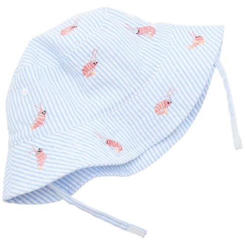 M&S Baby Coastal Shrimp Stripe Bucket Hat, 6-12 Months, Blue thumbnail 3