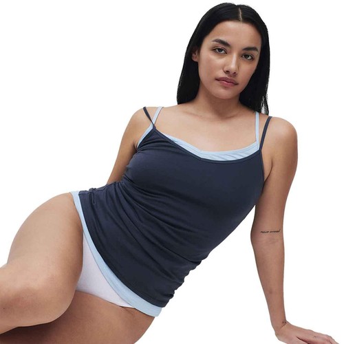 M&S Womens Cotton Rich Strappy Vests, Size 10, Blue Mix thumbnail 2