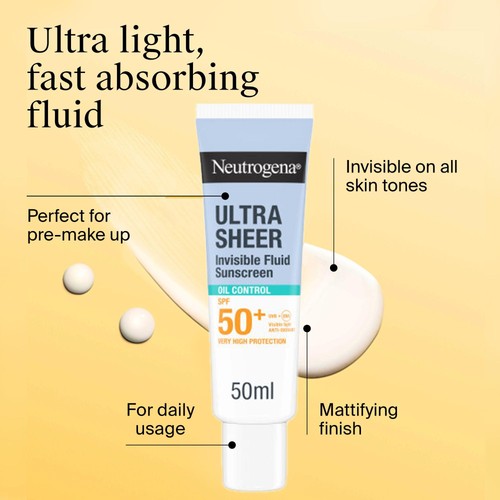 Neutrogena Ultra Sheer Face Sunscreen Oil Control Fluid SPF50 thumbnail 2