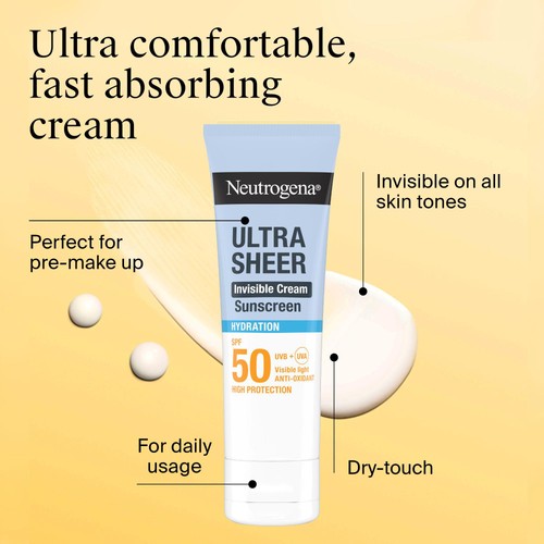 Neutrogena Ultra Sheer Face Sunscreen Hydrating Cream SPF50 thumbnail 3