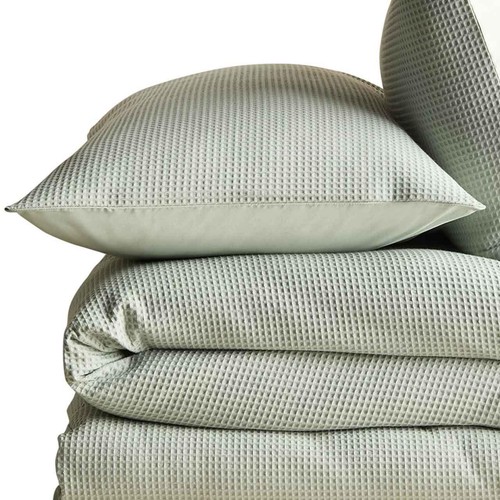 M&S Pure Cotton Waffle Bedding Set, Single (3 ft), Green