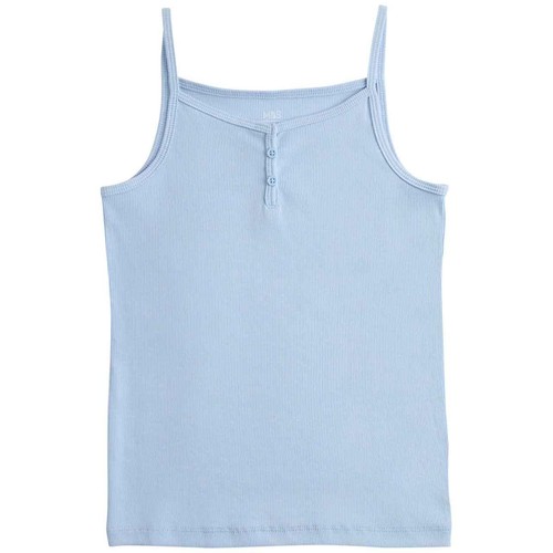 M&S Girls Cotton Rich Pyjama Top, 8-9 Years, Blue