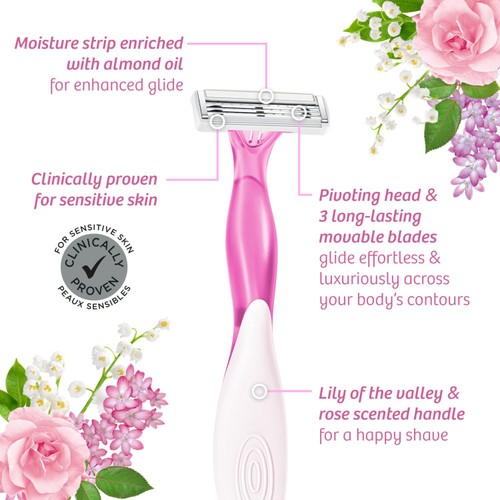 BIC Soleil Escape Disposable Razors 3 Blades, Lily thumbnail 5