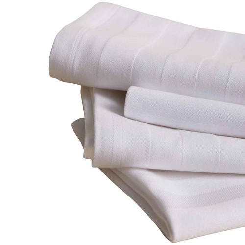 M&S Pure Cotton Sateen Striped Napkin Set, White thumbnail 2
