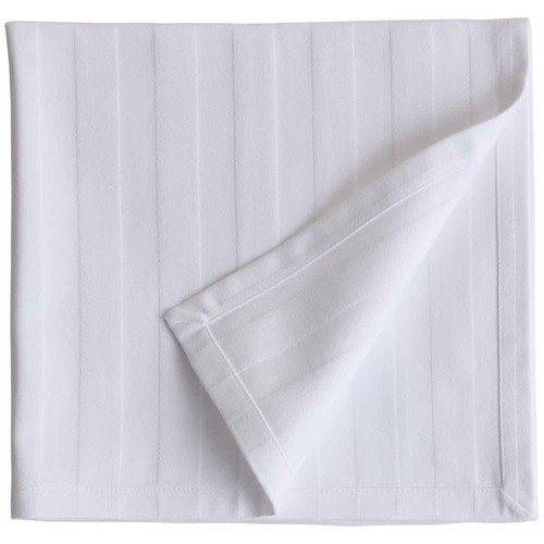 M&S Pure Cotton Sateen Striped Napkin Set, White thumbnail 3