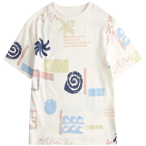 M&S Unisex Pure Cotton Graphic T-Shirt, 5-6 Years, Ecru 