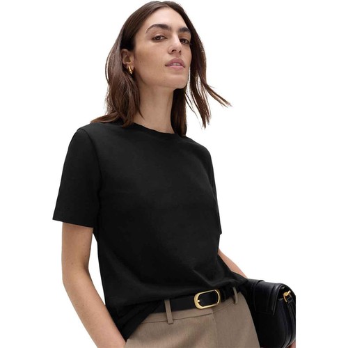 M&S Womens Pure Cotton Everyday Fit T-Shirt, Size 12, Black thumbnail 3