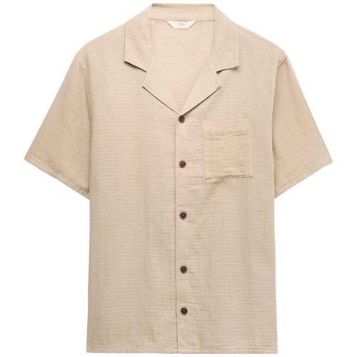M&S Mens M&S Pure Cotton Textured Loungewear Top, S, Putty Mix