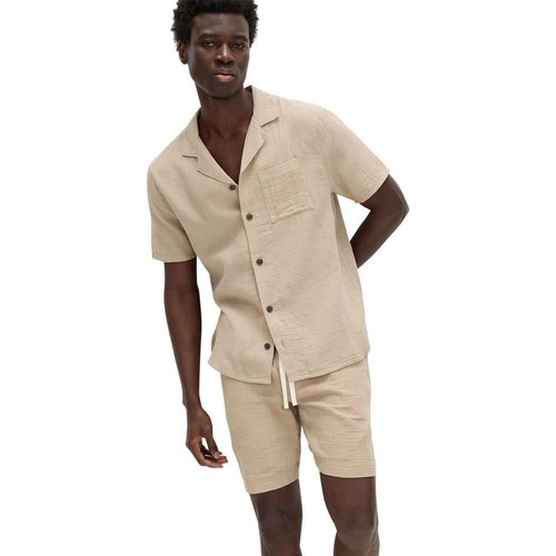 M&S Mens M&S Pure Cotton Textured Loungewear Top, S, Putty Mix thumbnail 2