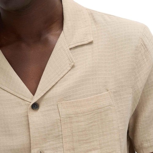 M&S Mens M&S Pure Cotton Textured Loungewear Top, S, Putty Mix thumbnail 3