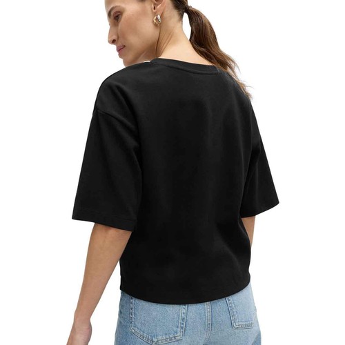 M&S Womens Pure Cotton Heavyweight V-Neck Top, Size 16, Black thumbnail 3