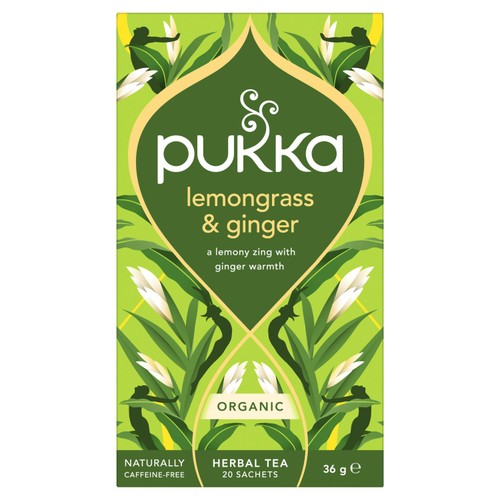 Pukka Organic Lemongrass & Ginger Tea x20 Home-Compostable Herbal Tea Bags thumbnail 2