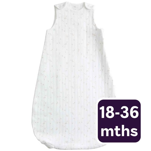 M&S Cotton Rich 1.5 Tog Printed Sleeping Bag, 18-36 M, White