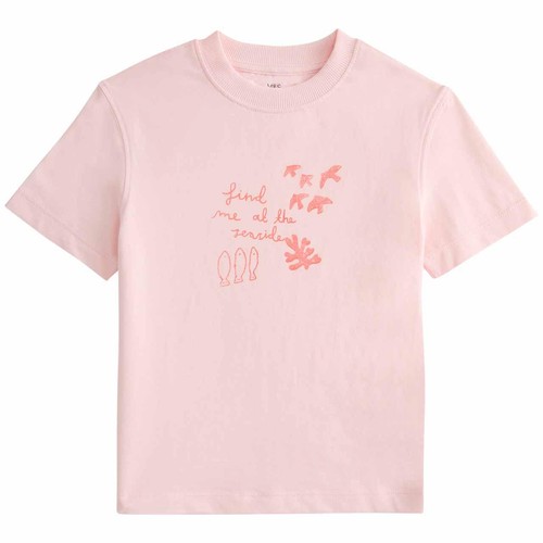 M&S Cotton Seaside Print T-Shirt, 3-4 Years, Pale Pink