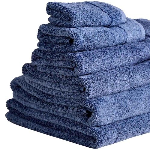 M&S Egyptian Cotton 650GSM Face Towels, Denim thumbnail 2