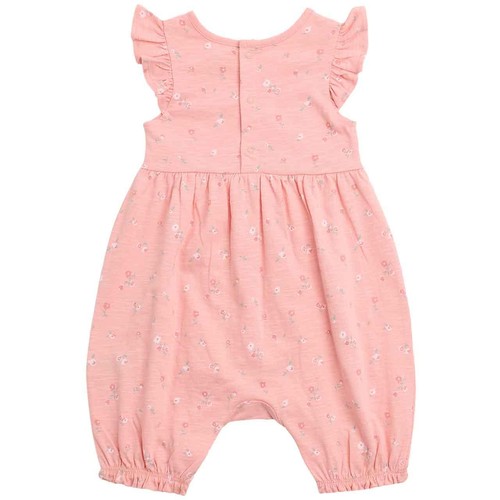 M&S Cotton Floral Romper, 9-12 Months, Pink thumbnail 3