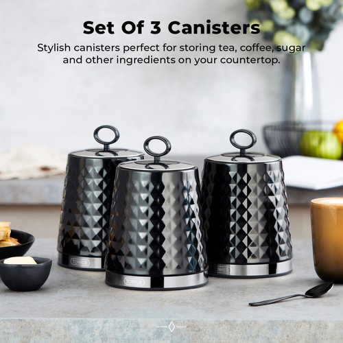 Tower Solitaire Set of 3 Canisters Black thumbnail 3