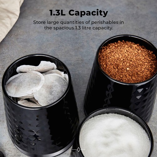Tower Solitaire Set of 3 Canisters Black thumbnail 4