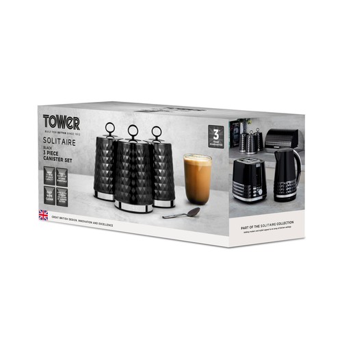 Tower Solitaire Set of 3 Canisters Black thumbnail 10