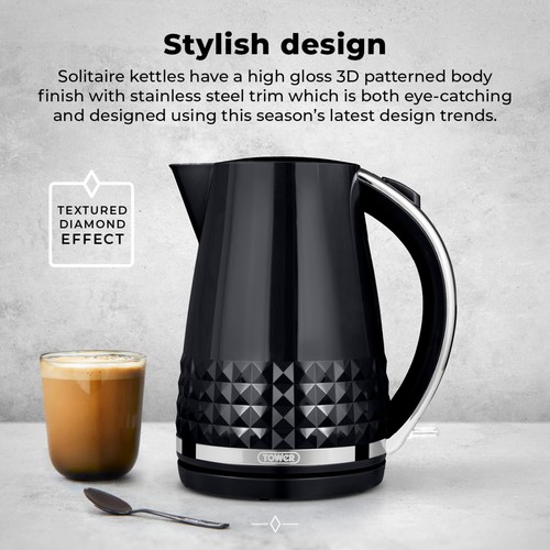 Tower Solitaire 1.5L 3KW Kettle Black thumbnail 3