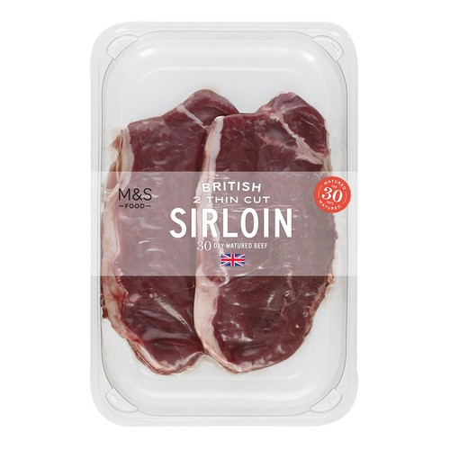 M&S 2 Thin Cut Sirloin Steaks