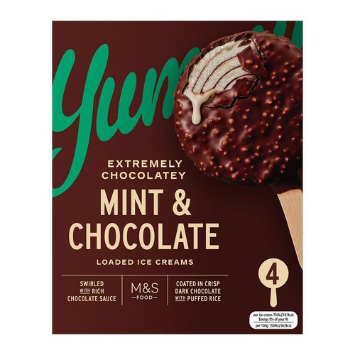 M&S 4 Mint & Chocolate Loaded Ice Creams thumbnail 2