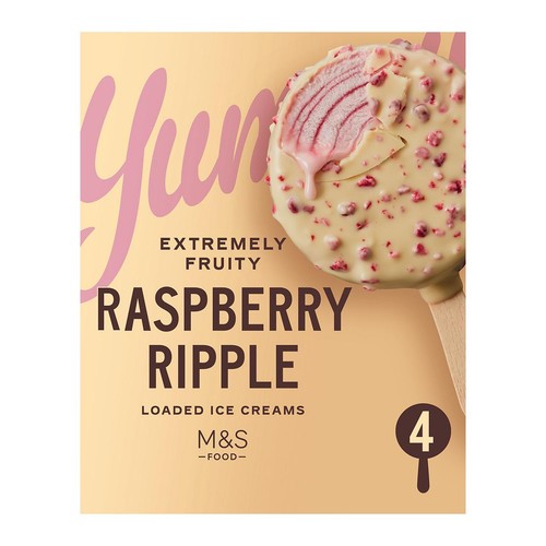 M&S 4 Raspberry Ripple Loaded Ice Creams