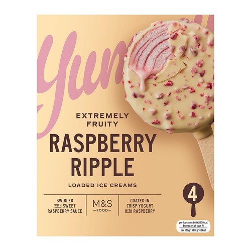 M&S 4 Raspberry Ripple Loaded Ice Creams thumbnail 2