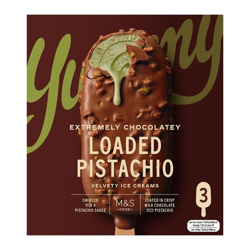 M&S 3 Loaded Pistachio Velvety Ice Creams thumbnail 2