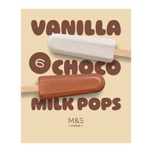 M&S 6 Vanilla & Choco Milk Pops