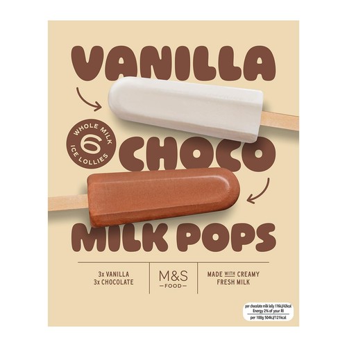 M&S 6 Vanilla & Choco Milk Pops thumbnail 2