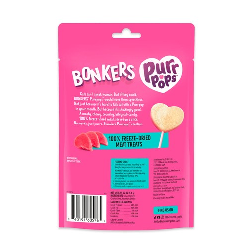 BONKERS Purrpops Freeze Dried Tuna Flavoured Lollipop Cat Treats thumbnail 2