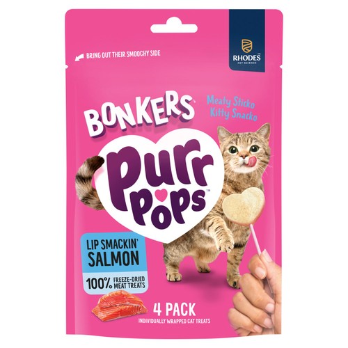 BONKERS Purrpops Freeze Dried Salmon Flavoured Lollipop Cat Treats
