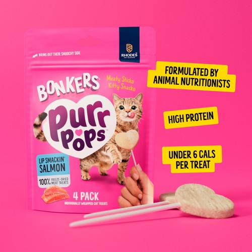 BONKERS Purrpops Freeze Dried Salmon Flavoured Lollipop Cat Treats thumbnail 4