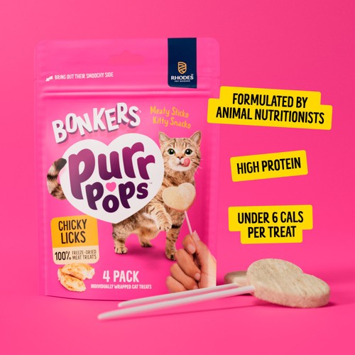 BONKERS Purrpops Freeze Dried Chicken Flavoured Lollipop Cat Treats thumbnail 4