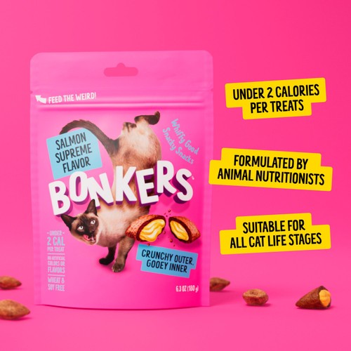 BONKERS Cat Bites, Crunchy & Soft Salmon Supreme Flavoured Cat Treats thumbnail 6
