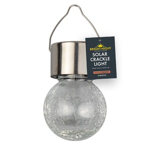 Bright Night Solar Clear Glass Crackle Ball Light