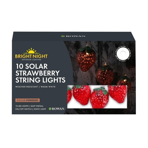 Bright Night 10 Solar LED Strawberry String Lights