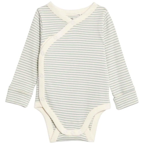M&S Girls Pure Cotton Striped Bodysuits 3-6 Months Blush thumbnail 3