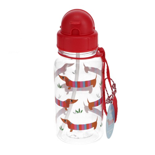 Rex London Childrens Sausage Dog Water Bottle with Straw 500ml