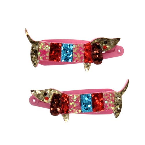 Rex London Glitter Hair Clips Sausage Dog thumbnail 2
