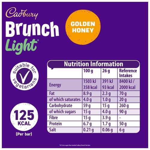 Cadbury Brunch Light Honey and Oat Chocolate Cereal Bars thumbnail 4