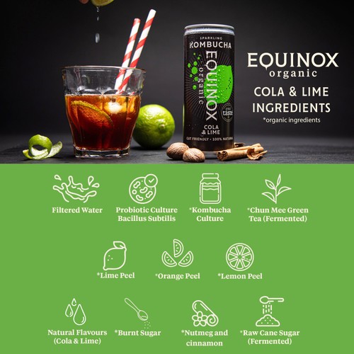 Equinox Organic Cola and Lime Kombucha thumbnail 3