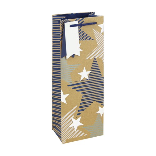 Kraft Blue Stars Bottle Bag 72 FSC