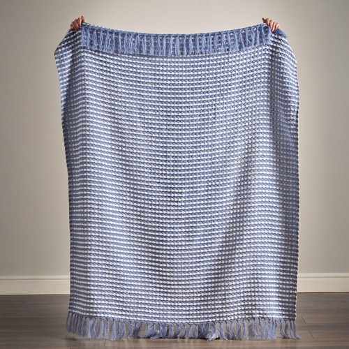 Catherine Lansfield Stab Stitch Throw Blue thumbnail 5