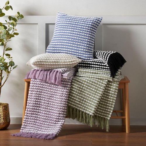 Catherine Lansfield Stab Stitch Throw Blue thumbnail 6