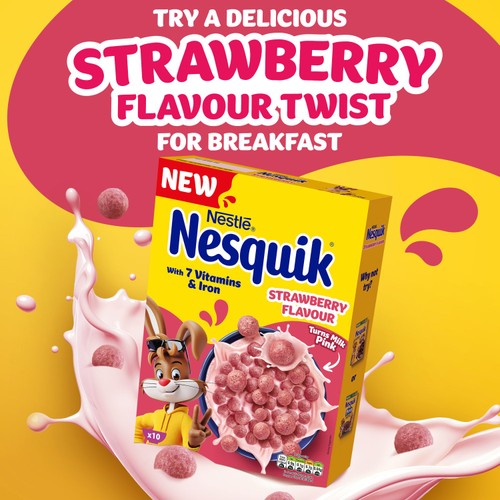 Nesquik Strawberry Flavoured Breakfast Cereal thumbnail 7