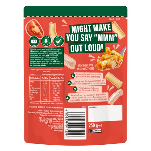 Dolmio Feasts Creamy Tomato & Chicken Rigatoni Microwave Pasta Meal thumbnail 7
